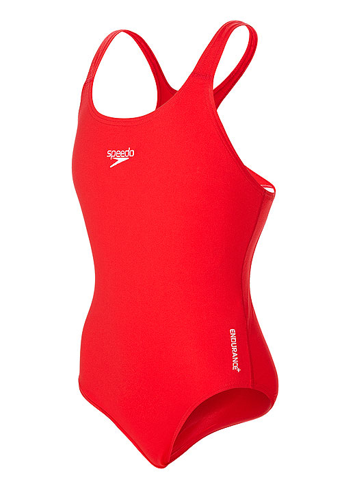 Speedo Girls Essential Medalist Red Swimsuit SideZoom 3