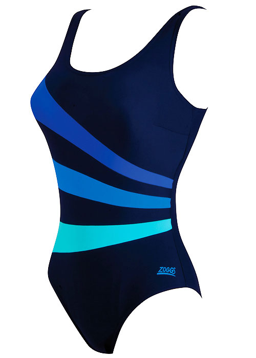 Zoggs Blue Bazaar Sandon Scoopback Swimsuit SideZoom 2