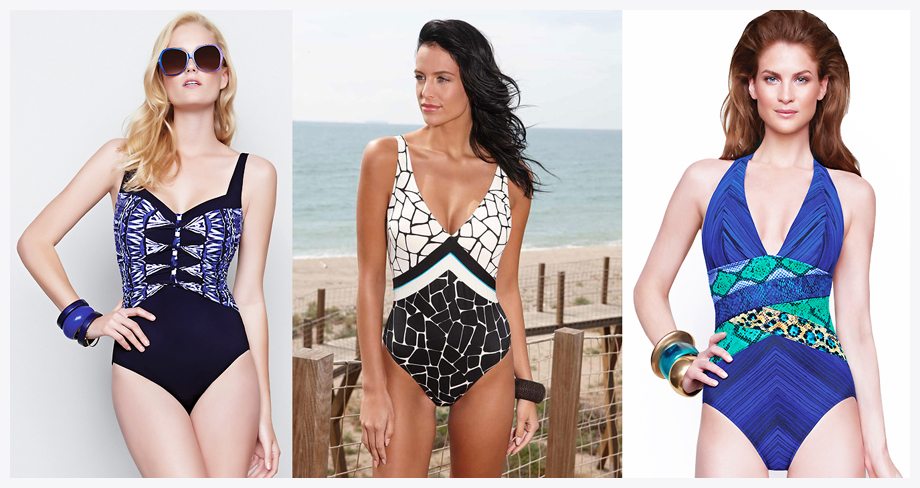 Rectangular body shape swimwear - angled strapes