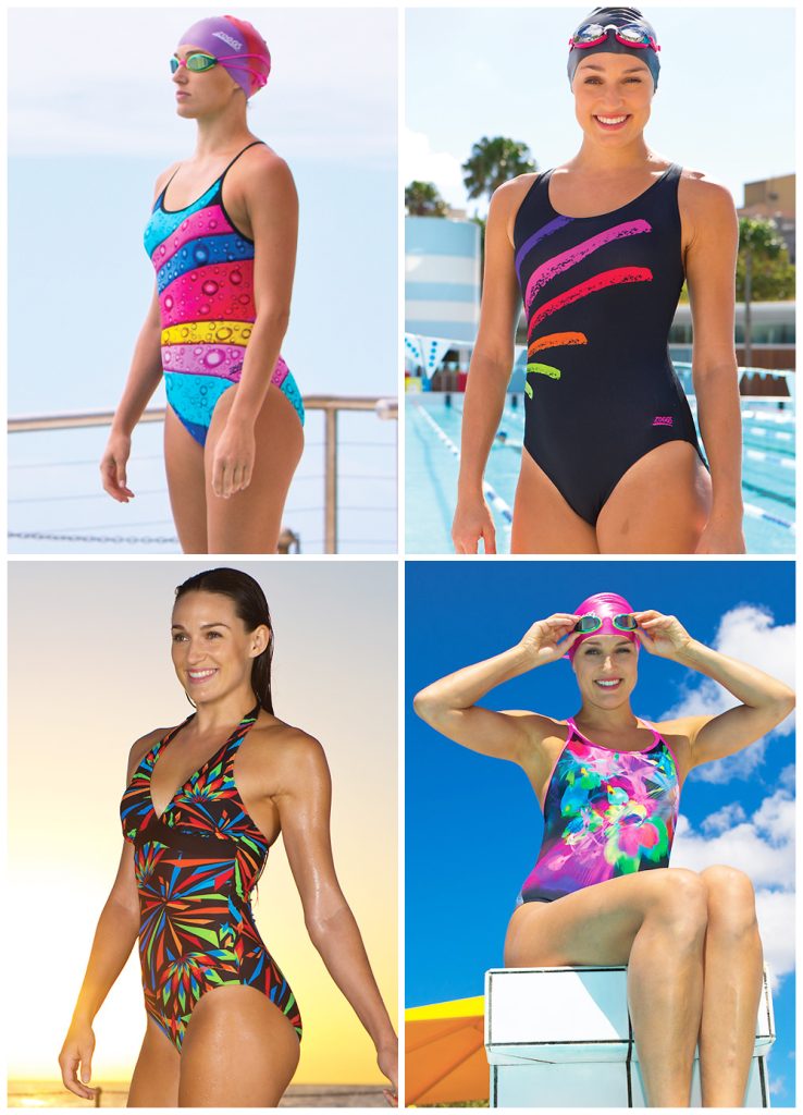 swimming costumes with a colour splash