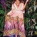 A beautifully modest floor length kaftan by Forever Unique in purple and gold