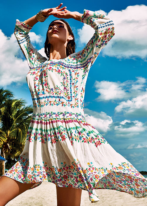 Folk-inspired floral summer dress
