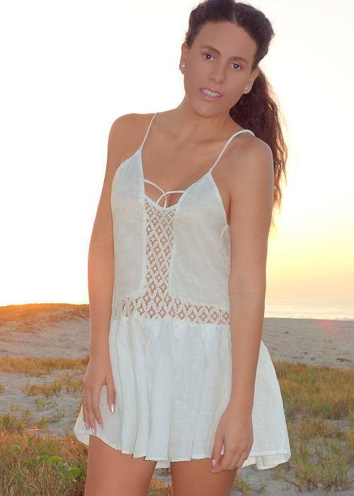 A Mere Co Resort Ivory Lace Thin Strap Sun Dress BottomZoom 2