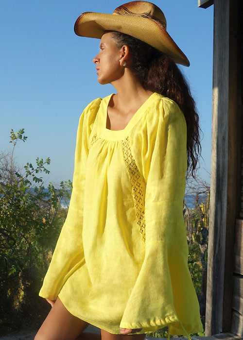 A Mere Co Resort Capri Lemoncello Lace Insert Dress SideZoom 1