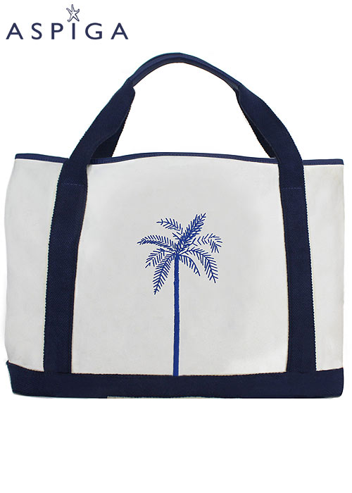 Aspiga Palm Tree Canvas Beach Bag BottomZoom 2