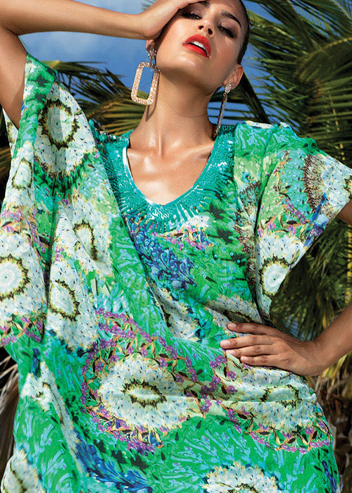 David Lady Club Verde Sequin Poncho | UK Swimwear