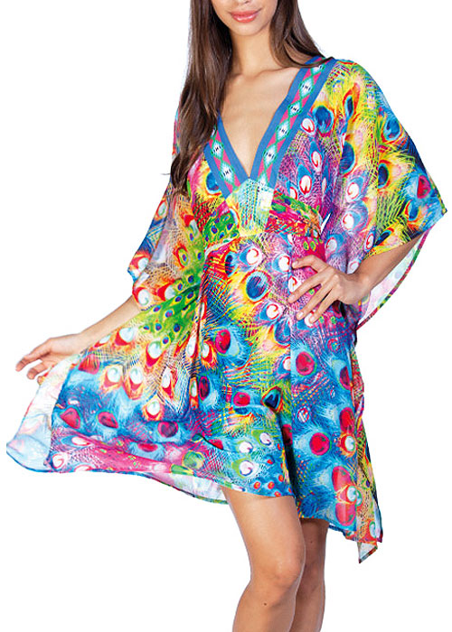 Dolores Cortes Peacock Paradise Kaftan SideZoom 2