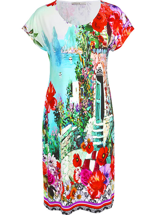 Feraud Landscape Short Sleeve Sun Dress SideZoom 3