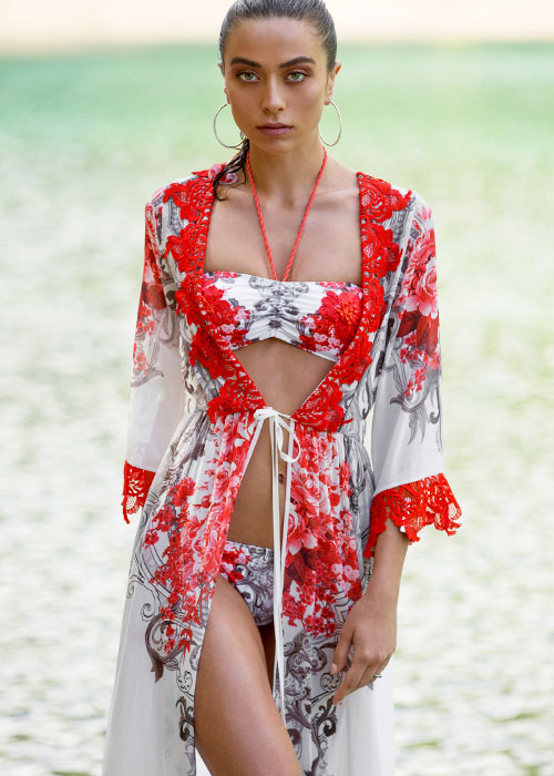 Forever Unique matching halter bandeau bikini and kimono