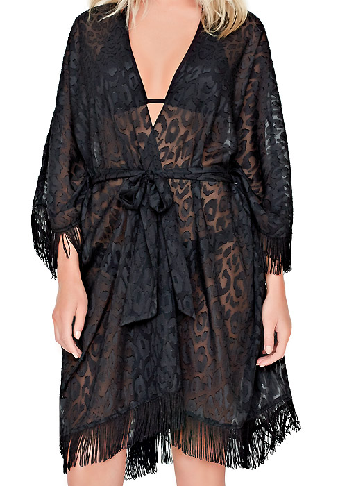 Gottex Jewel Box Black Diamond Open Kimono With Belt SideZoom 3