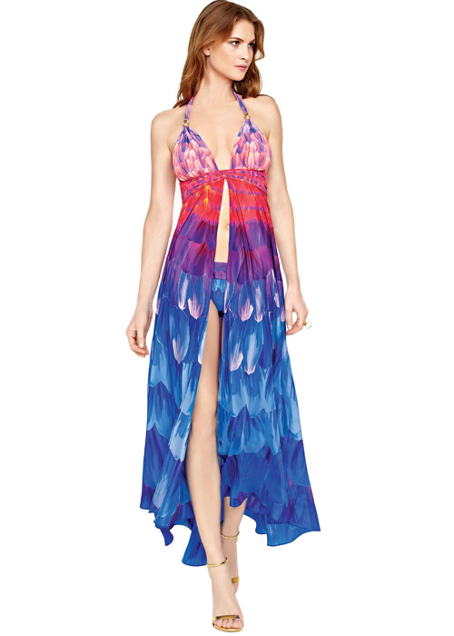 Gottex Cosmic Petals Long Halter Neck Silk Sun Dress SideZoom 3