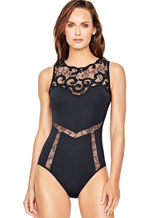 Gottex Couture Sea Romance Embroidered High Neck Swimsuit SideZoom 3