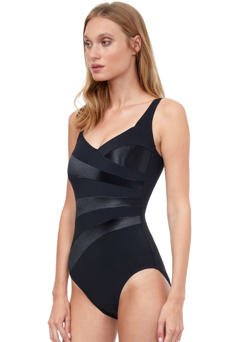 Gottex Cruise Black Tie Shaped Square Neck Swimsuit SideZoom 3