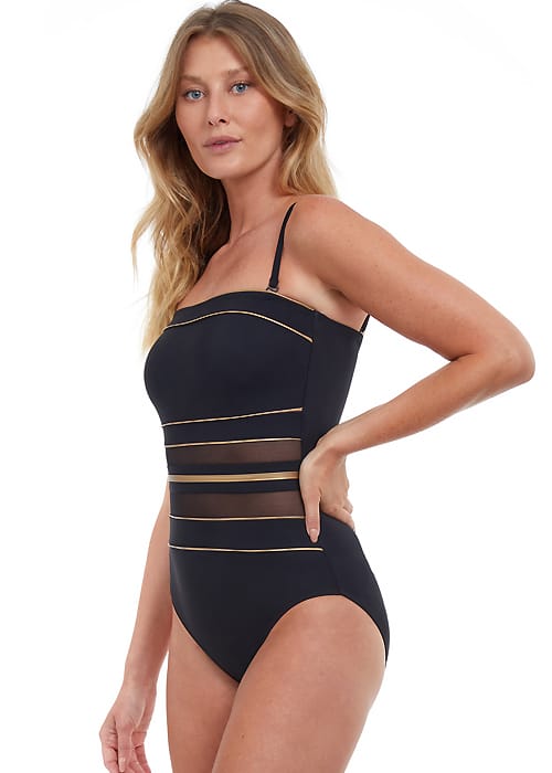 Gottex Essentials Onyx Striped Bandeau Swimsuit SideZoom 3