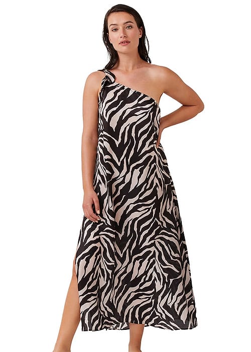 Gottex Luma Wild Nostalgia One Shoulder Sarong Dress