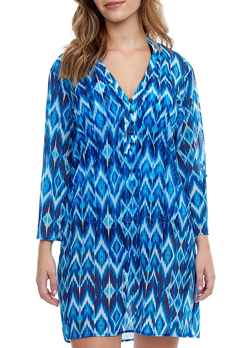 Gottex Profile Ocean Blue Mesh Tunic SideZoom 4