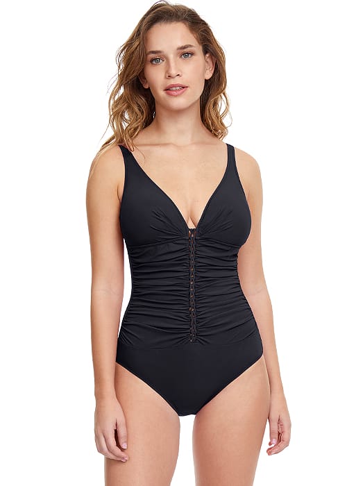 Gottex Profile Tutti Frutti Black V Neck Swimsuit