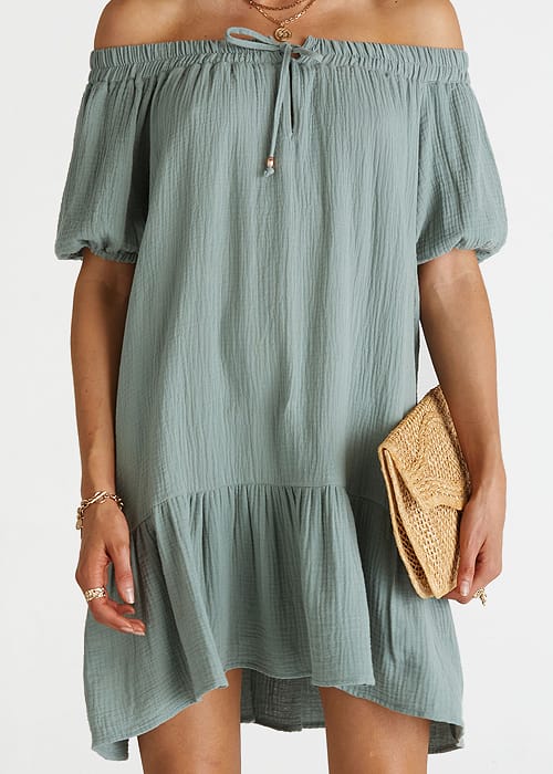 Heaven Sage Off The Shoulder Dress SideZoom 3