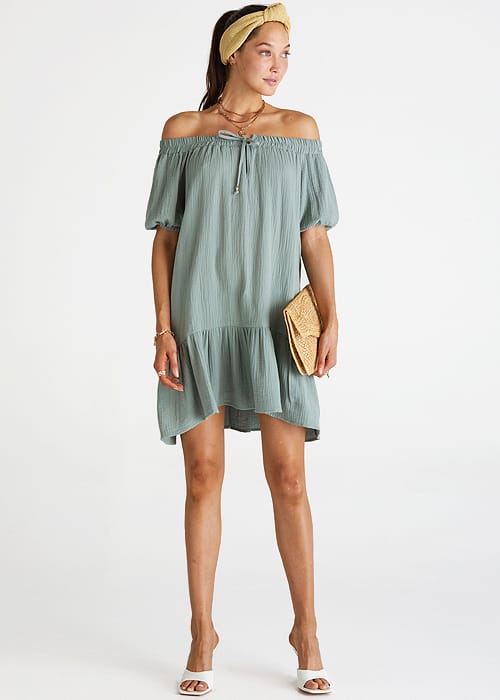 Heaven Sage Off The Shoulder Dress SideZoom 4