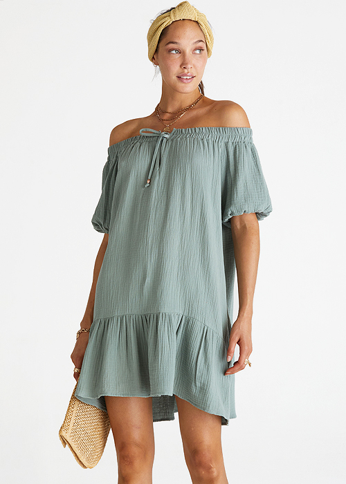 Heaven Sage Off The Shoulder Dress