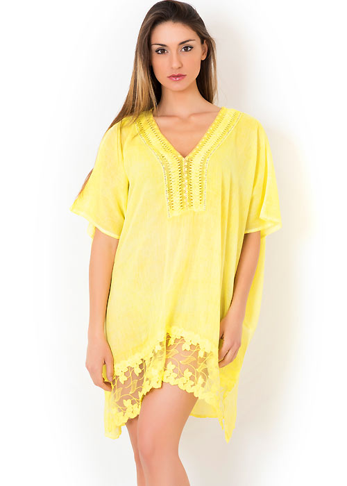 Iconique Flores Summer Lemon Poncho SideZoom 2