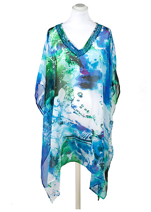 Pia Rossini Lorenzo Sea Breeze Printed Poncho SideZoom 2