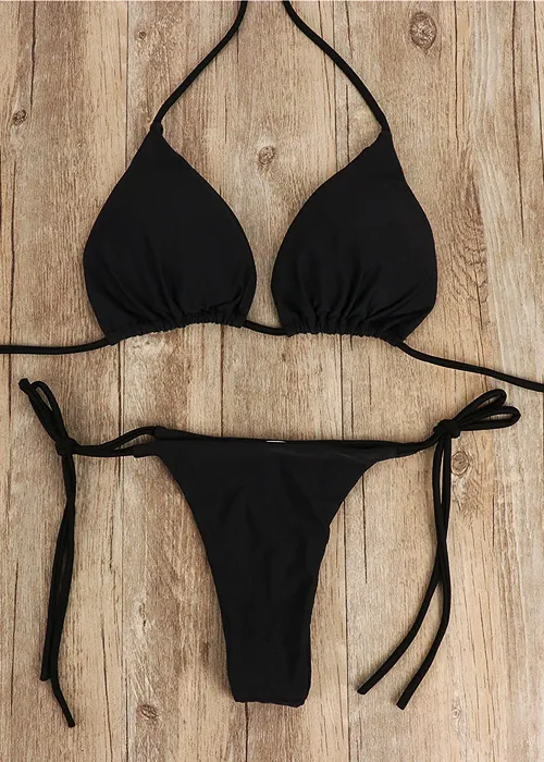 Sweetkama Triangle Adjustable Bikini Black image
