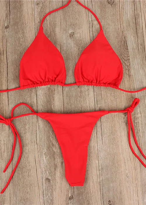 Sweetkama Triangle Adjustable Bikini Red image
