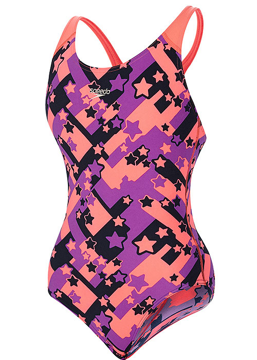 Speedo Girls All Over Splash Back Swimsuit SideZoom 3