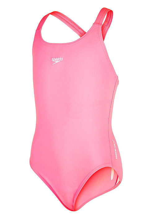 Speedo Girls Essential Medalist Flo Pink Swimsuit SideZoom 3