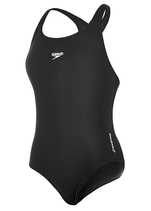 Speedo Girls Essential Medalist Black Swimsuit In Stock At UK Swimwear
