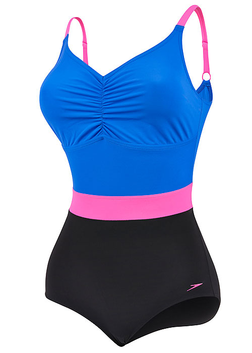 Speedo Sculpture Crystalshine Swimsuit - Royal/Lipstick image