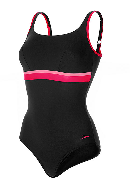 Speedo Sculpture Contour Swimsuit - Black/Pink SideZoom 3