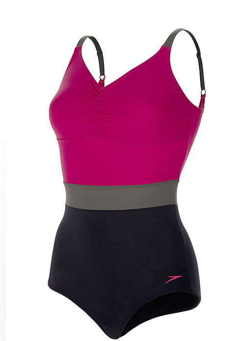 Speedo Sculpture Crystalshine Swimsuit - Black/Pink image