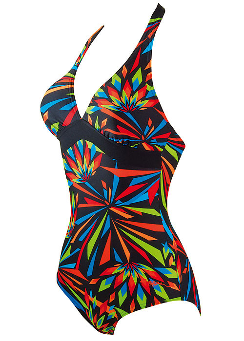 Zoggs Swimshapes Tribal Plunge Halter Neck Swimsuit SideZoom 2